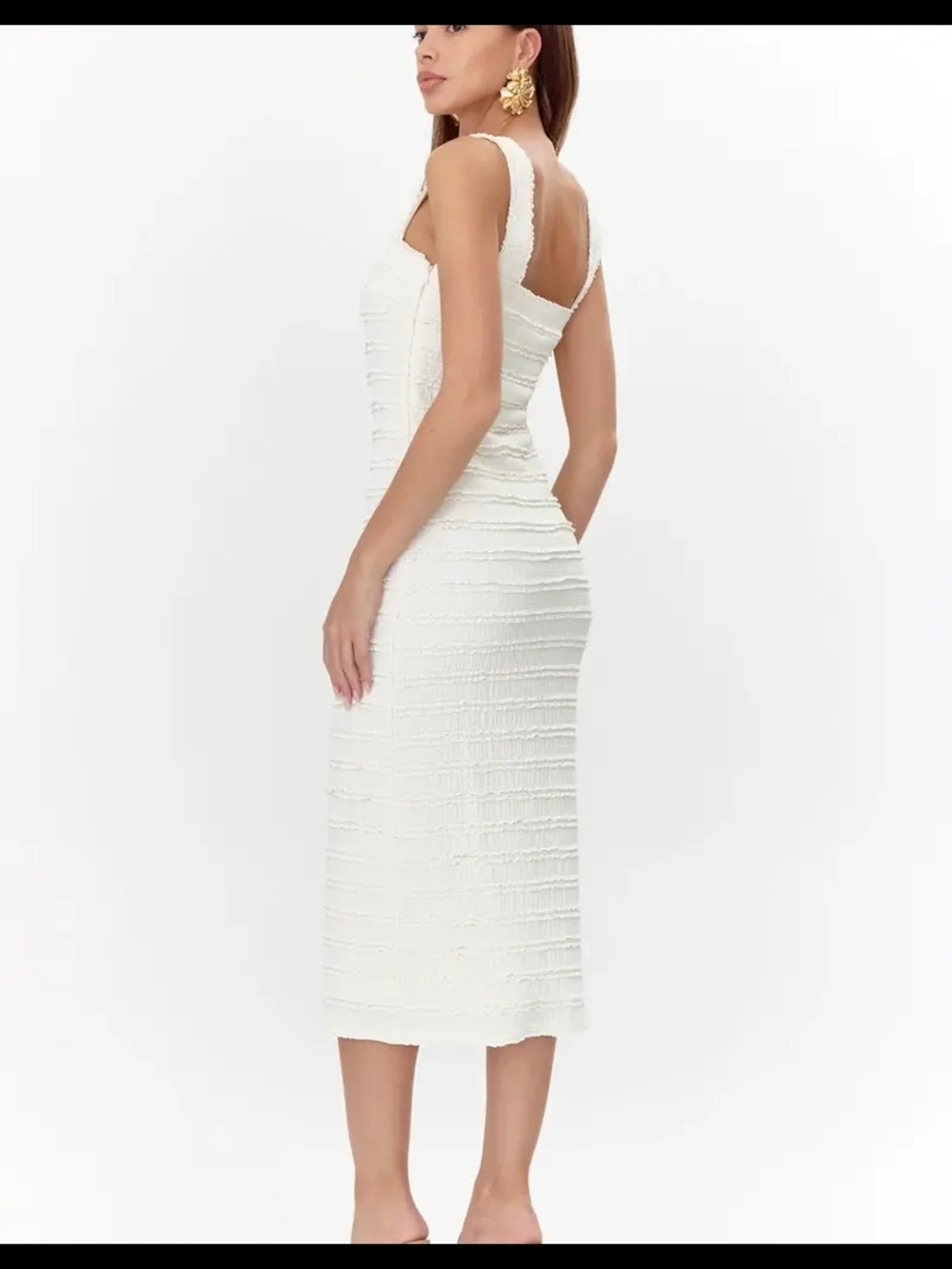 Lara Lace Trim Textured Body-Con Midi Dress Adelyn Rae - Picture 4 of 11